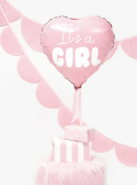 Balon foliowy Serce - It's a girl 45cm jasny róż