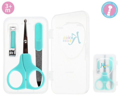 Kiokids Zestaw do manicure w pudełku - pilniczek nożyczki cążki - turkusowy