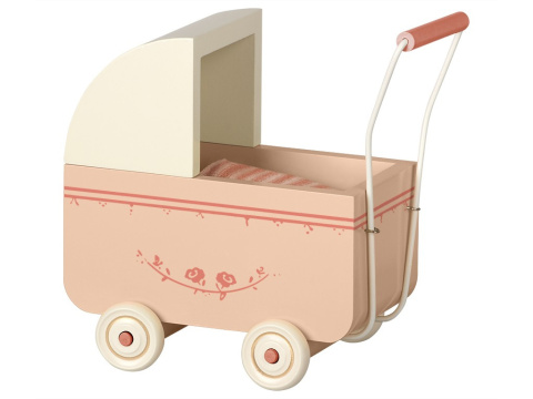 Maileg Wózek gondolka + śpiworek - Mikro Stroller - Powder