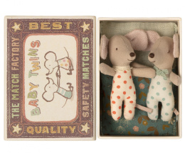 Maileg Myszki Bliźniaki w pudełku zapałek - Twins in matchbox Baby mice