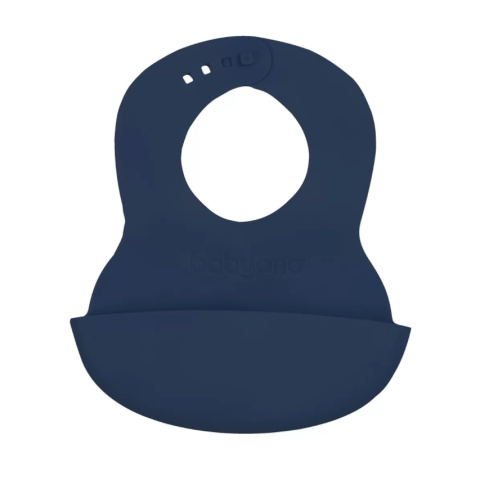 BABYONO Miękki śliniak z kieszonką i regulowanym zapięciem - granatowy
