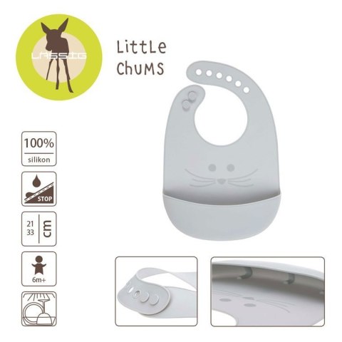 Lassig Śliniak silikonowy z kieszonką Little Chums Mysz szary