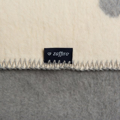 Zaffiro Kocyk bawełniany dziecięcy do wózka - grochy szaro-kremowe