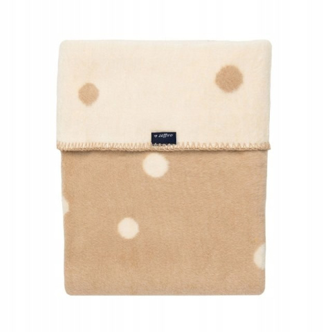 Zaffiro Kocyk bawełniany dziecięcy do wózka - grochy beżowo-kremowe