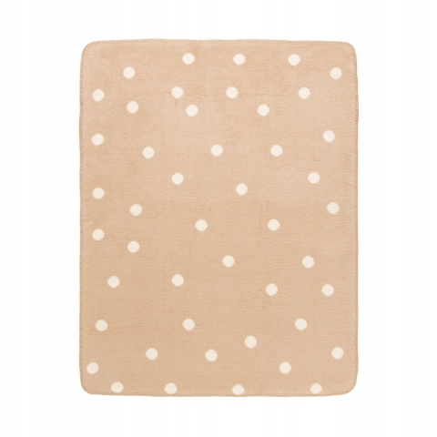 Zaffiro Kocyk bawełniany dziecięcy do wózka - grochy beżowo-kremowe