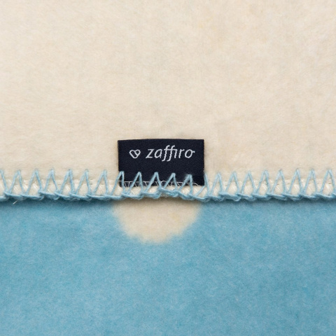 Zaffiro Kocyk bawełniany dziecięcy do wózka - grochy niebiesko-kremowe