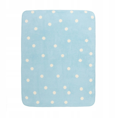 Zaffiro Kocyk bawełniany dziecięcy do wózka - grochy niebiesko-kremowe