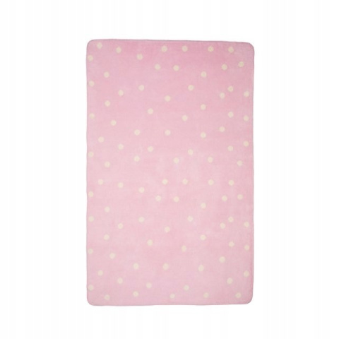 Zaffiro Kocyk bawełniany dziecięcy do wózka - grochy różowo-kremowe