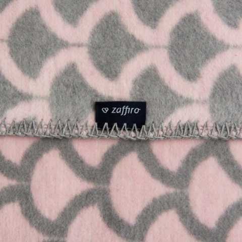 Zaffiro Kocyk bawełniany dziecięcy do wózka - półkola szaro-różowe