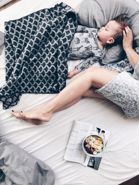 Zaffiro Kocyk bawełniany dziecięcy do wózka - półkola szaro-niebieskie