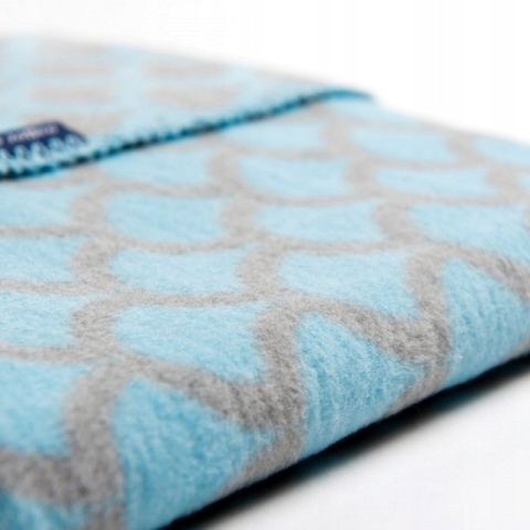 Zaffiro Kocyk bawełniany dziecięcy do wózka - półkola szaro-niebieskie