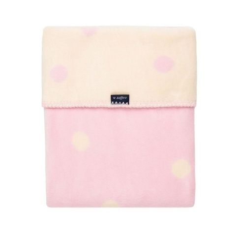 Zaffiro Kocyk bawełniany dziecięcy do wózka - grochy różowo-kremowe