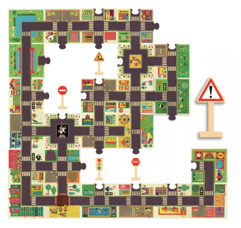 Djeco Puzzle ulice w mieście ze znakami drogowymi DJ07161