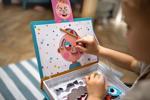 Janod Magletyczna układanka Śmieszne buzie Chłopiec Magnetibook