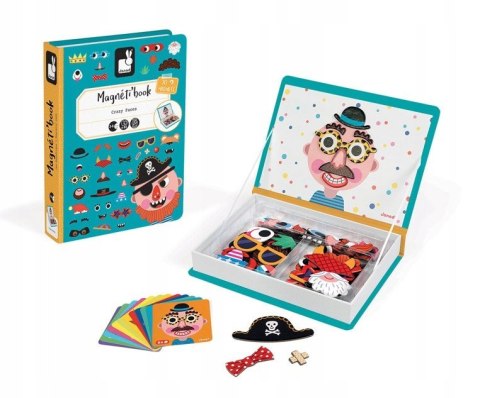 Janod Magletyczna układanka Śmieszne buzie Chłopiec Magnetibook