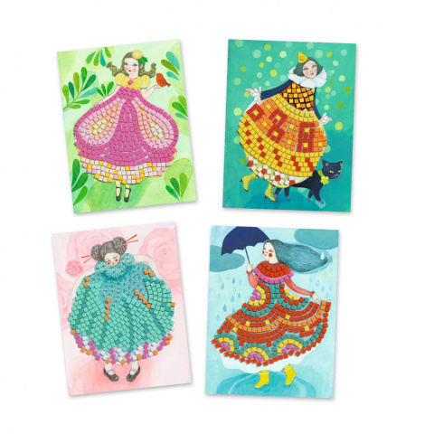 Djeco Mozaiki Mozaika SUKNIE NA BAL 4 arkusze + naklejki DJ09420