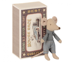 Maileg Myszka mały brat w pudełku zapałek - Little brother mouse in matchbox