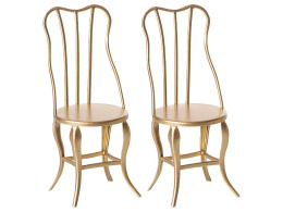 Maileg Złote krzesła 2szt Akcesoria dla lalek - Vintage chair, Micro - Gold - 2 pack
