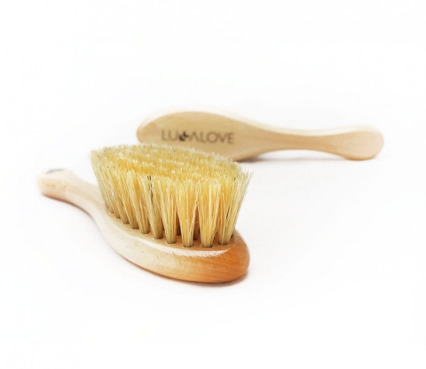 Lullalove Miękka szczotka z włosia koziego z myjką - jeże różowe