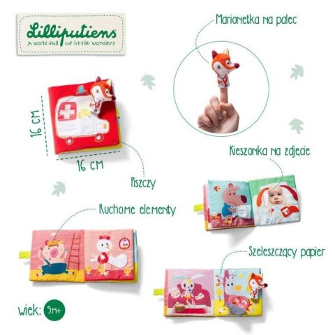 LILLIPUTIENS Książeczka z mini-pacynką wielofunkcyjna Doktor Alice Lisiczka Alice 6 m+