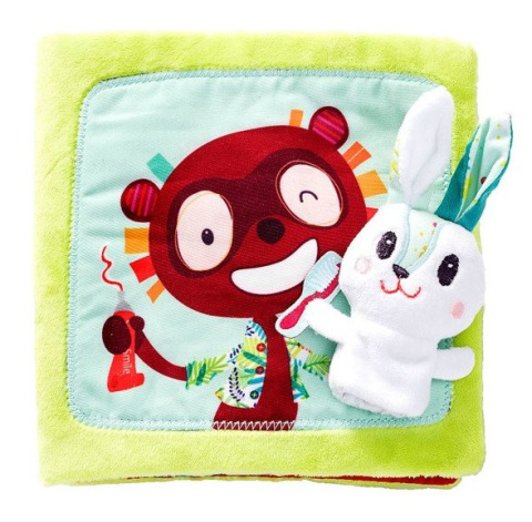 LILLIPUTIENS Książeczka z mini-pacynką wielofunkcyjna Królik dentysta 6 m+