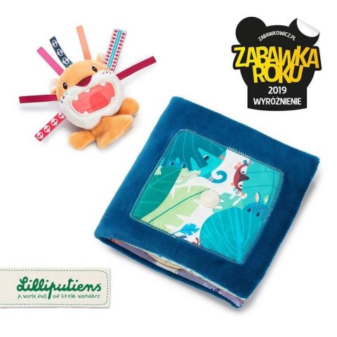 LILLIPUTIENS Książeczka z mini-pacynką wielofunkcyjna Lew Jack 9 m +