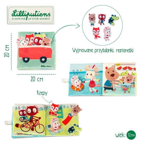LILLIPUTIENS Książeczka z mini-przytulankami wielofunkcyjna "Louise i przyjaciele" Jednorożec Louise 12 m+