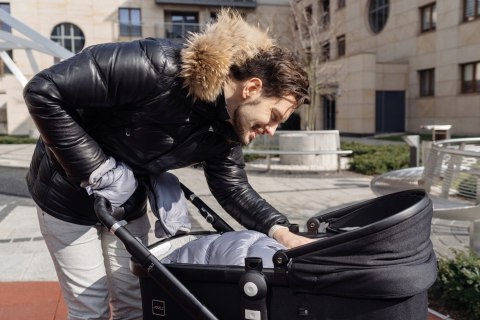 ZAFFIRO dwuczęściowe mufki 2w1 do wózka szara WEŁNA premium - MELANGE GRAPHITE grafitowy