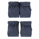 ZAFFIRO dwuczęściowe mufki 2w1 do wózka szara WEŁNA premium - MELANGE NAVY BLUE granatowy