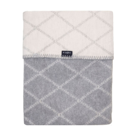 Zaffiro Kocyk bawełniany dziecięzy do wózka - kratka biało-szara