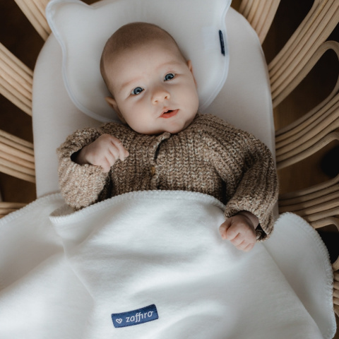 Zaffiro Kocyk bawełniany dziecięcy do wózka - biały