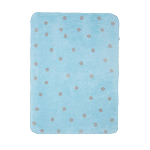 Zaffiro Kocyk bawełniany dziecięcy do wózka - grochy niebiesko-szare