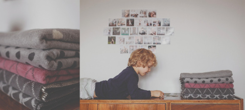 Zaffiro Kocyk bawełniany dziecięcy do wózka - grochy niebiesko-szare