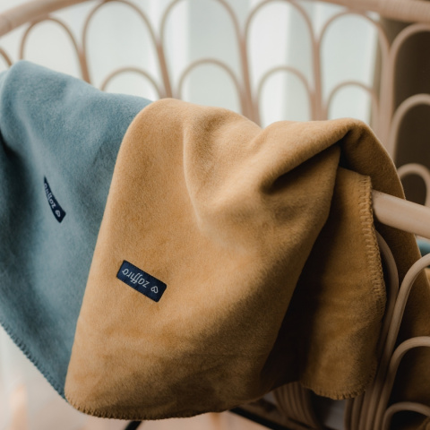 Zaffiro Kocyk bawełniany dziecięcy do wózka - musztardowy