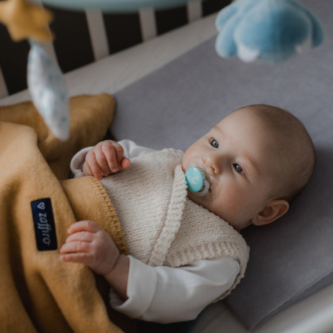 Zaffiro Kocyk bawełniany dziecięcy do wózka - musztardowy