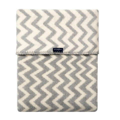 Zaffiro Kocyk bawełniany dziecięcy do wózka - zygzak biało-szary