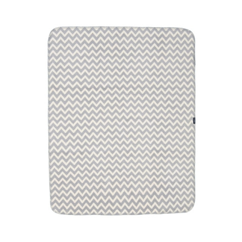 Zaffiro Kocyk bawełniany dziecięcy do wózka - zygzak biało-szary