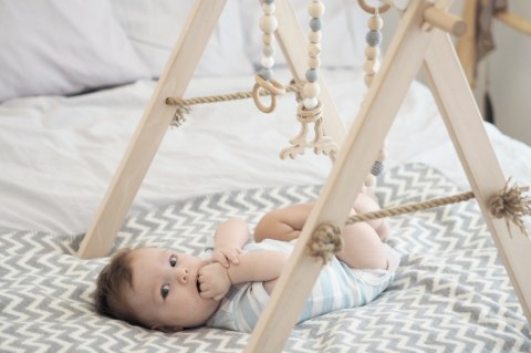 Zaffiro Kocyk bawełniany dziecięcy do wózka - zygzak biało-szary