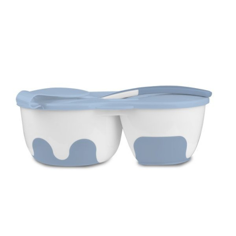 BABYONO Miseczka dla dzieci i niemowląt dwukomorowa z łyżeczką