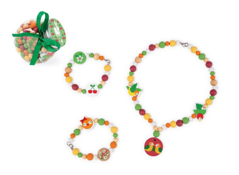 Janod Zestaw do tworzenia biżuterii Drewniane koraliki Papużki nierozłączki