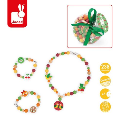 Janod Zestaw do tworzenia biżuterii Drewniane koraliki Papużki nierozłączki
