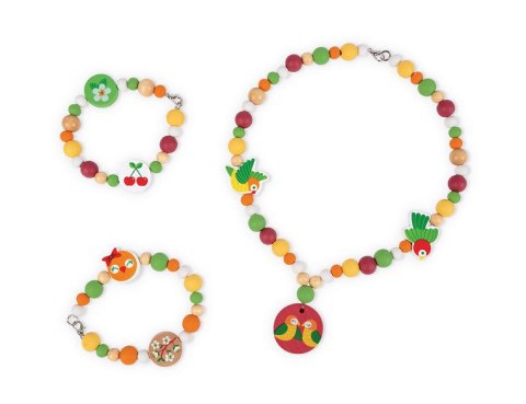 Janod Zestaw do tworzenia biżuterii Drewniane koraliki Papużki nierozłączki