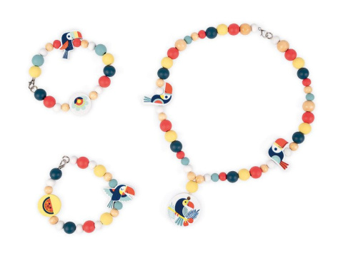 Janod Zestaw do tworzenia biżuterii Drewniane koraliki TUKANY