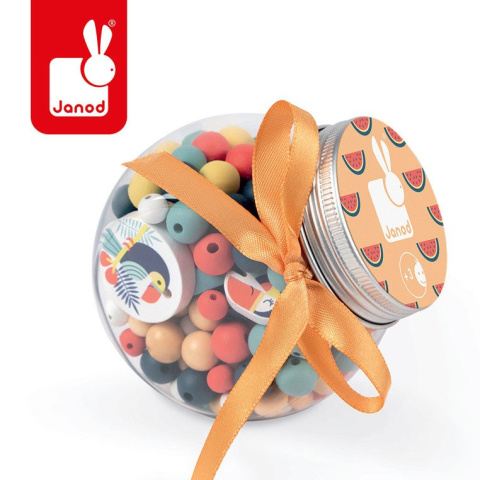 Janod Zestaw do tworzenia biżuterii Drewniane koraliki TUKANY