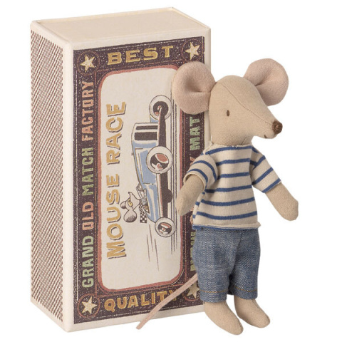 Maileg Myszka duży brat w pudełku zapałek - Big brother mouse in matchbox
