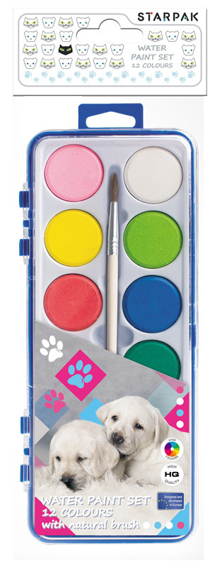 Farby akwarelowe 12 kolorów Pieski