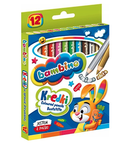 Kredki w oprawie drewnianej 12 kolorów BAMBINO