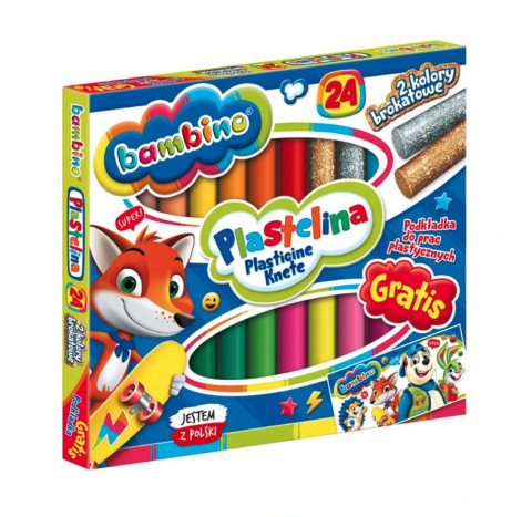 Plastelina 24 kolory BAMBINO + gratis