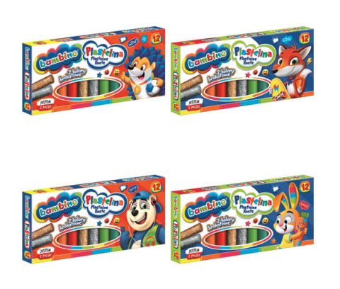 Plastelina 12 kolorów elastyczna i niebrudząca BAMBINO