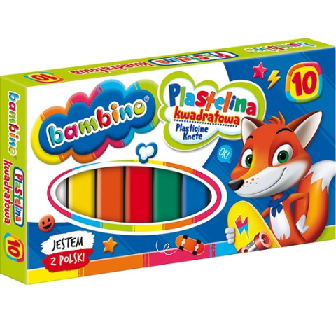 Plastelina kwadratowa 10 kolorów BAMBINO